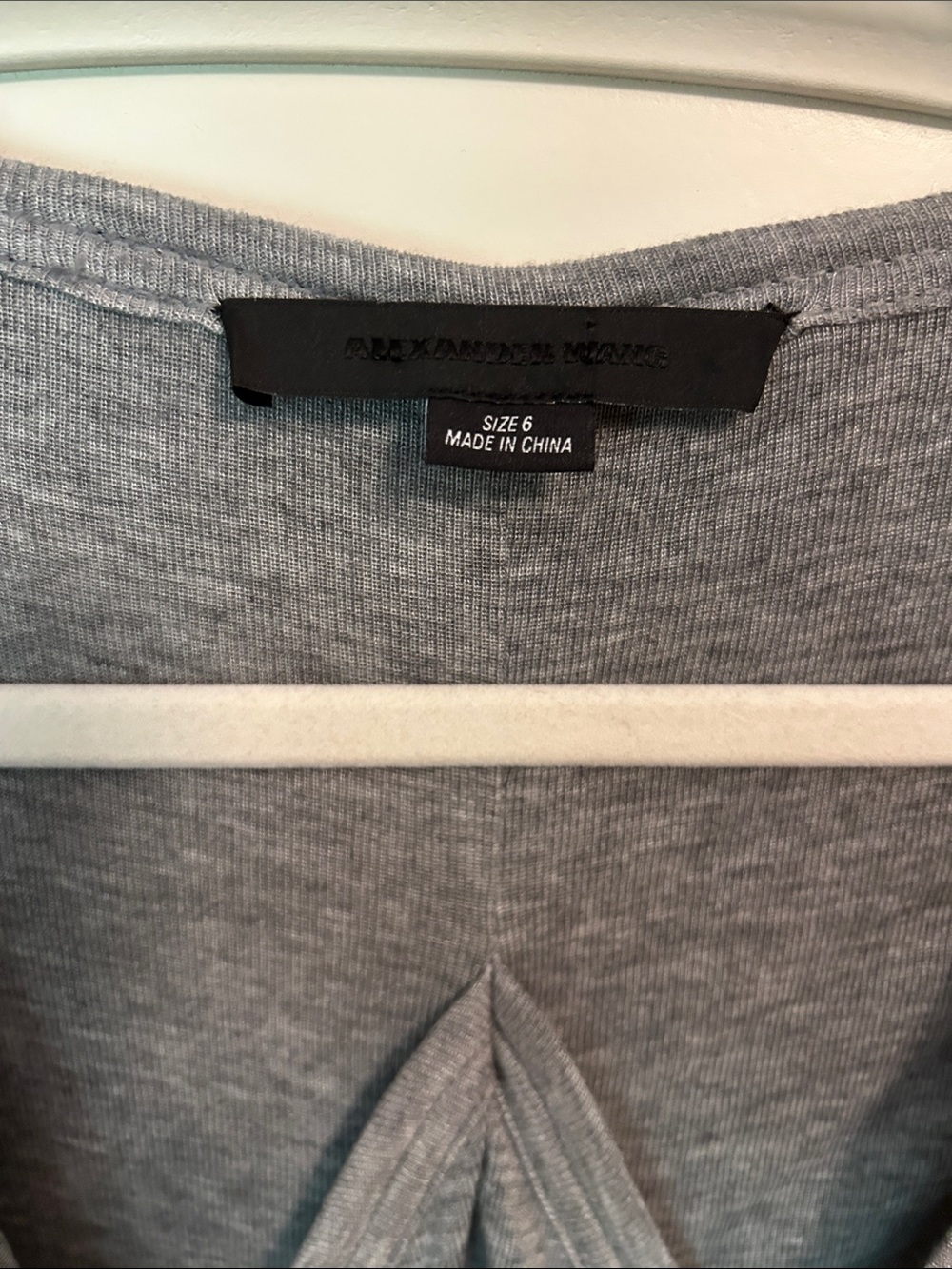 Alexander Wang Gray Ribbed Knit Top with Twist Detail - Picture 2 of 9